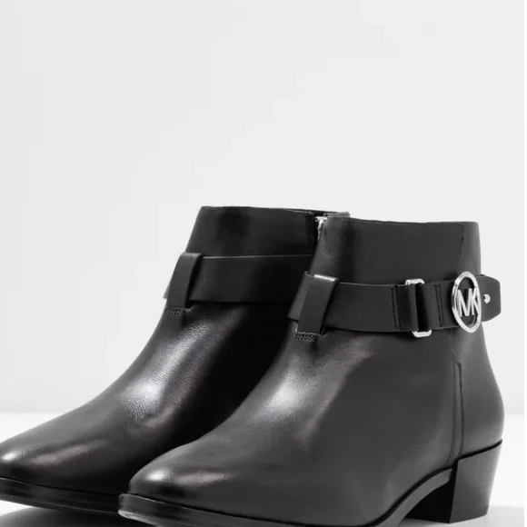 Michael Kors Black Leather Ankle Boots - Picture 4 of 6